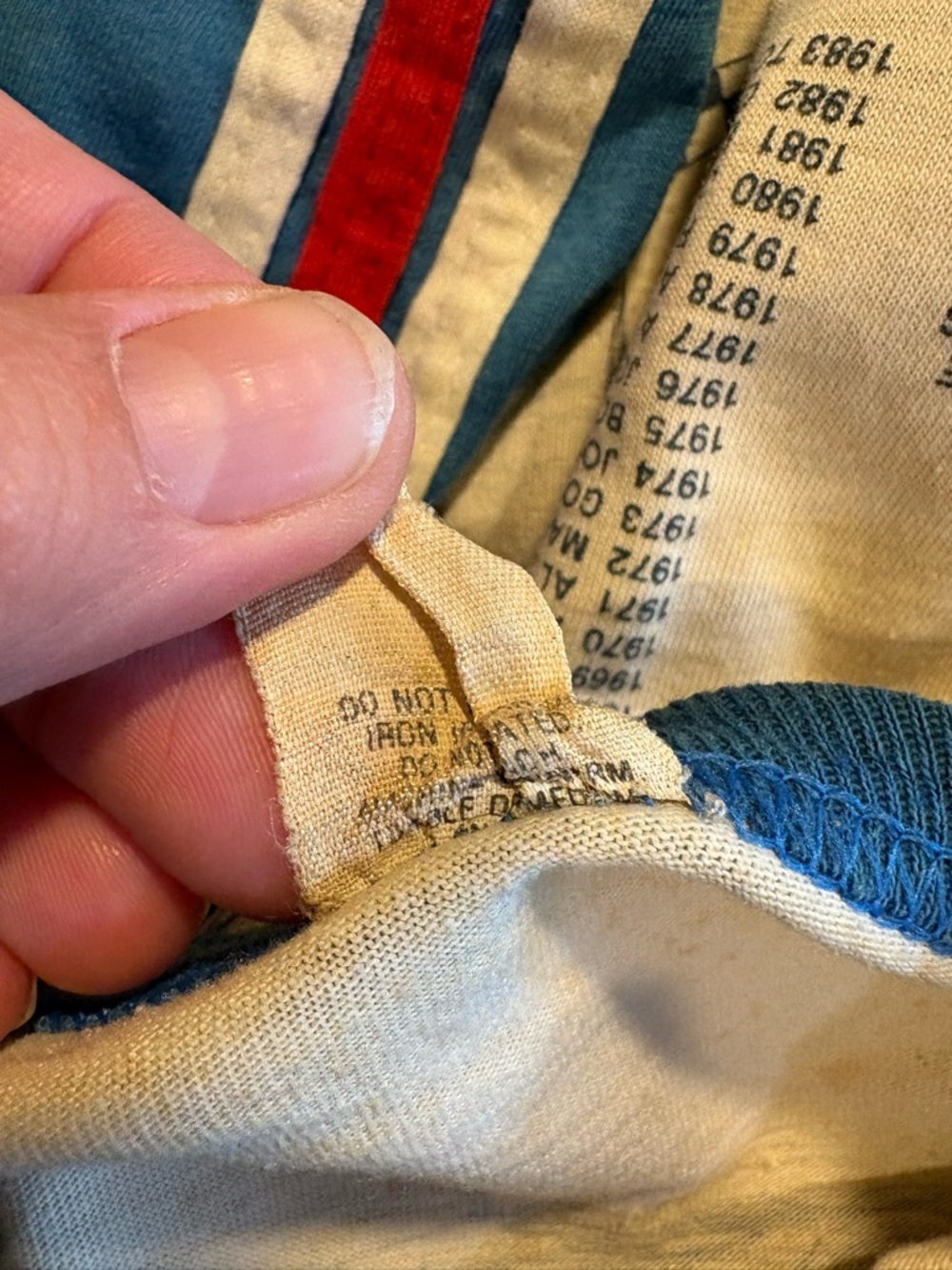 Indianapolis 500 Men's Raglan Tee Cream & Blue Vintage Racing Graphic 1983 RARE - Picture 8 of 10